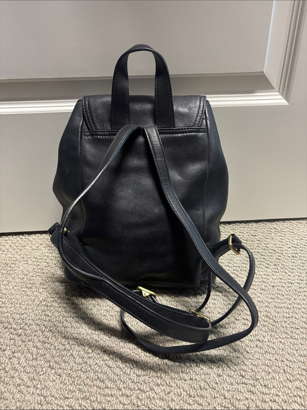 Classic Coach Black Leather Mini Backpack with Gold Hardware - Picture 2 of 5